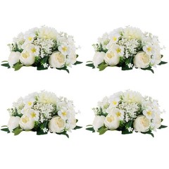 Flower Balls Centerpieces for Tables: 4 PCS White Flowers for Centerpieces Fl…