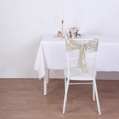 5 CHAMPAGNE Tulle CHAIR SASHES Sequins Geometric Pattern Party Events