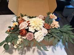 LING’S MOMENTS FLOWER ARCH DECOR WITH DRAPES IN SUNSET TERRACOTTA – SET OF 4