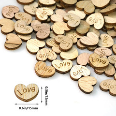 400Pcs Rustic Wooden Love Heart Wedding Table Scatter Decoration Engraved Natura