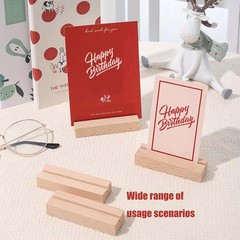 6 Pcs Wood Place Card Holders, Wooden Table Number Stands, Log color