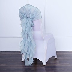 Dusty Blue Premium Curly Chiffon CHAIRS Covers Cap SASHES Bows Ties Sale
