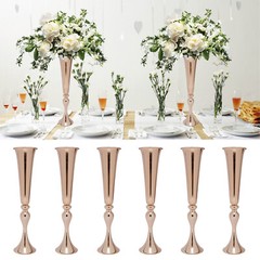6 Pc Gold Metal Trumpet Vases 22.2 in Tall Wedding Table Centerpieces