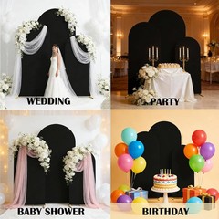 Set of 3 Wedding Arch Cover Spandex Fitted Stretchy Arch Stand Covers,2-Sided…