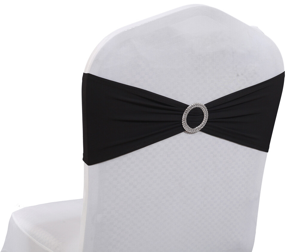 100 Spandex Stretch Chair Cover Sashes Bows for Wedding Party (Black)~FREE SHIP