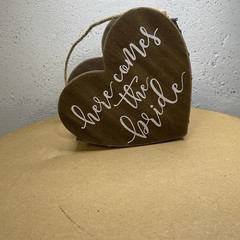Used Rustic Farm Style “Here Comes The Bride” Flower Girl Bucket For Wedding