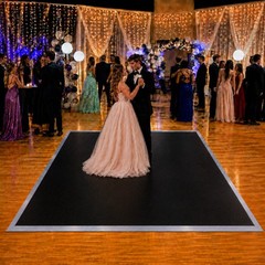 Portable Commercial Dance Floor 9×12 Black Waterproof Tiles Wedding Event Party