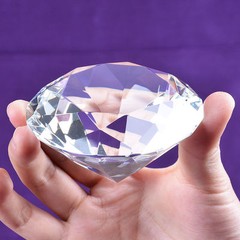 LS Big 120mm Clear Crystal Diamond Paperweight Unique Wedding Gifts Free Stand