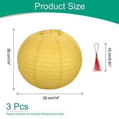 3 Pcs Yellow Round Paper Lanterns 14 Inch Paper Lantern Party Decorations