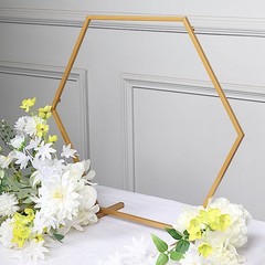 21″ Gold Geometric Metal Flower Frame Hexagon Table Arch Centerpiece Party Event