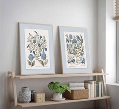 2 Pcs Hydrangea Floral Canvas Wall Art Vintage Rustic Farmhouse Sepia and Blu…