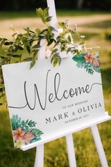 Custom Wedding Welcome Sign Tropical Flower Outdoor Indoor Sign For Gift