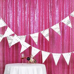 FUCHSIA 8 ft x 8 ft Sequined Backdrop Curtain Wedding Party Booth Decorations