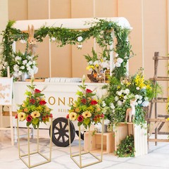 2xSquare Gold Column Stand Wedding Party Venue Decorative Rack Metal Holder