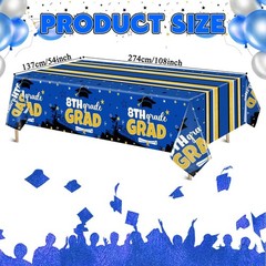 Jingmore 3 Pcs 54 x 108 Inch 8th Grade Graduation Tablecloths Rectangular Pla…