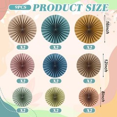 9 Pack Boho Paper Fan Decorations, Neutral Hanging Fans for Classroom Decor, …