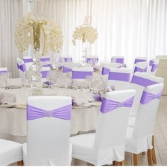 50PCS Purple Spandex Chair Sashes w/ Buckle for Wedding Party
