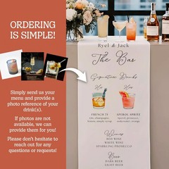 Custom Fabric Wedding Bar Menu Sign Signature Cocktails