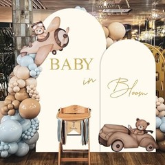 Set of 2 Arch Backdrop Cover 7.2FT, 6FT and Baby in Bloom and Happy Beige