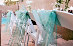 Set of 50 sheer chiffon chair sashes, emerald green, 7″ wide x 108″ long