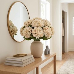 Larksilk 18″ Pink Blush Hydrangea Stem with 7″ Bloom ? Artificial Silk Flower…