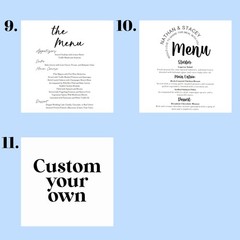 Freestanding Acrylic Table Menu – UV Printed for Weddings or Events