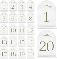 Wedding Table Numbers 1-20 – Frozen Design, Acrylic Cards With Gold Number, P…