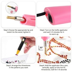 Hotfix Applicator,DIY Hot Fix Rhinestone Setter Applicator Wand Tool Kit Pink