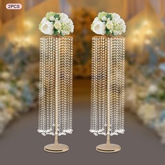 Elegant Flower Stand with Sparkling Beaded Curtain for Event Decor