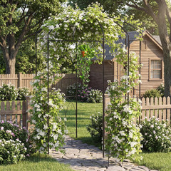 9Ft Metal Birdcage Garden Arbor – Heavy Duty Steel Pergola Pavilion with 8 Groun