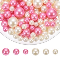 200 Pcs Pearl Bead for Vase Filler, 20/14/10mm Floating Beads(Dark Pink Beige)