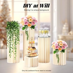 5pcs Cardboard Flowers Stands Milky White Flower Vase Stand Wedding Centerpieces