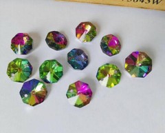 200Pcs Octagonal Baed Chandelier Prism Suncatcher Crystal Double Sided Color DIY