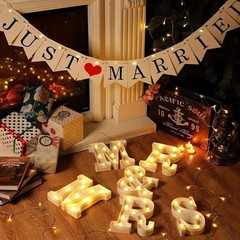 6pc Mr & Mrs LED Marquee Letters Battery Warm White Wedding Deco