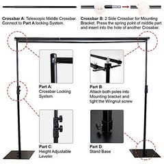 10 ft Black Dual Cross Bar Photography Backdrop Stand Wedding Party Supplies