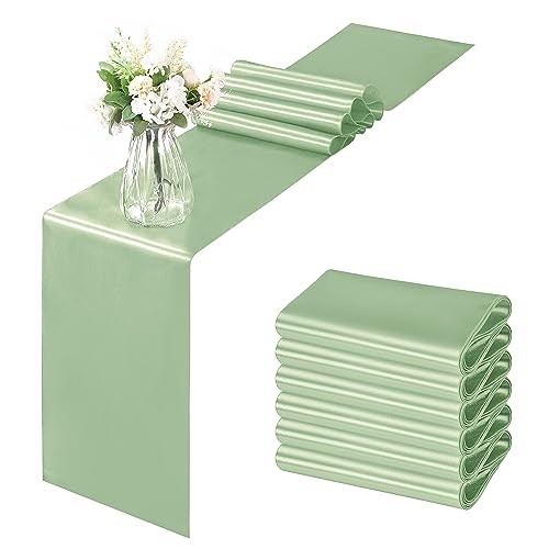 6 Pack Satin Runners 12 x 108 Inch Bright Silky Smooth 12″ x 108″ Sage Green