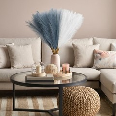60 Pcs Faux Pampas Grass Decor 21.7 Inch White and Grey Short Fluffy Artifici…