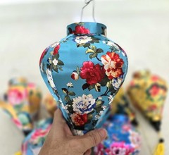 Set 8 Hoi An Silk Lanterns 22cm: Flower Lanterns for Wedding Party, Patio Decor