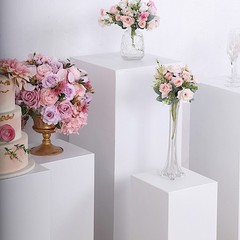5 WHITE Metal Rectangular DISPLAY STANDS Pedestal Riser Party Events Decorations