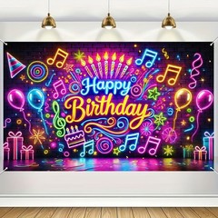 Neon Happy Birthday Banner Glow In The Dark Happy Birthday Banner Glow In The…