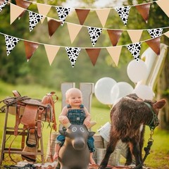 32Ft Cow Party Decorations Western Cowboy Triangle Flag Fabric Banner Pennant…