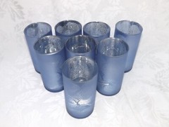 Wedding Decor- Vase / Candle Holder – Frosted Floral Periwinkle Blue