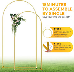 Gold Metal Arch Backdrop Stand Set of 2 7.2FT 6FT Wedding Balloon Decor Frames