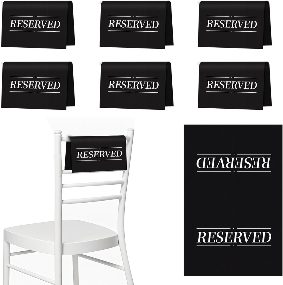 6 Pcs Reserved Seating Signs Reserved Chair Sign Printed Placeholder for Church
