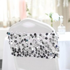 5 SILVER 10″ wide Large Payette Sequined Chair Sashes Party Wedding Light Gray