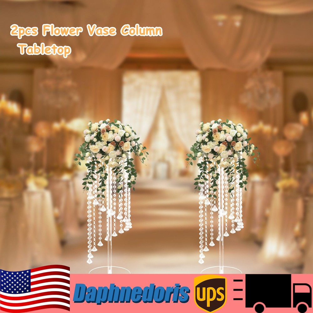 2 Pcs Acrylic Column Flower Stand Clear Acrylic Tall Vases for Centerpieces