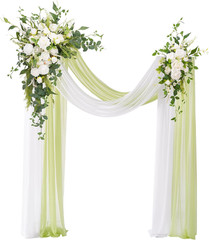 Deluxe Wedding Arch Flowers with Drapes Kit Pack of 4, 2Pcs White Green Mint Lea