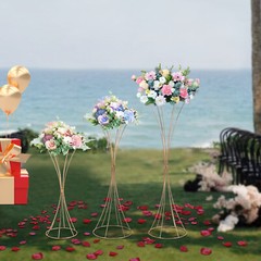 Set of 3 Modern Roadside Flower Stand Table Prop Flower Vessel Flower Stand Gold