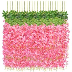 12 PCS Wisteria Hanging Flowers, 3.6ft Fake Wisteria Vines 12 Pack Pink