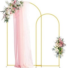 Wedding Arch Backdrop Stand 7.2FT, 6FT Gold Metal Arch Stand Set of 2 for Party